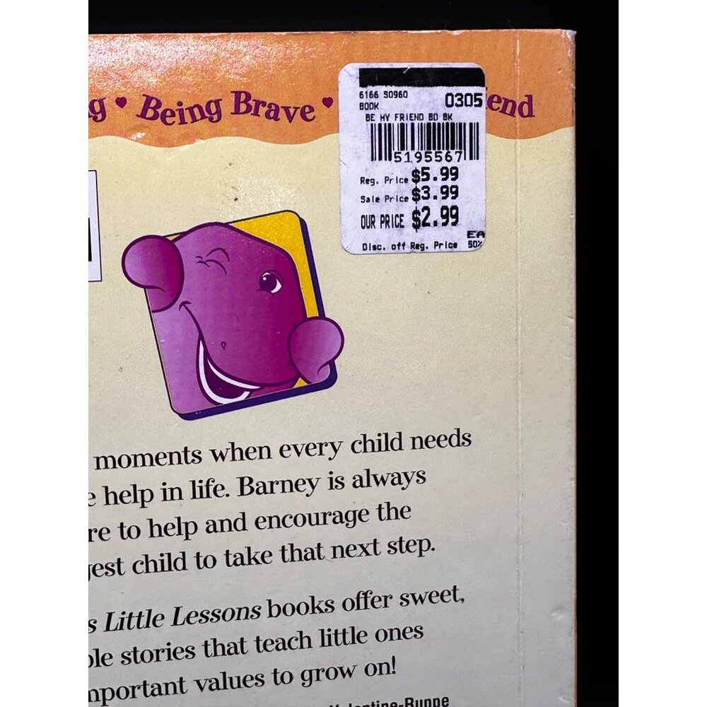 Be My Friend Barney’s Little Lessons Board Book Baby Bop Vtg ‘02 Purple Dinosaur - Picture 8 of 9